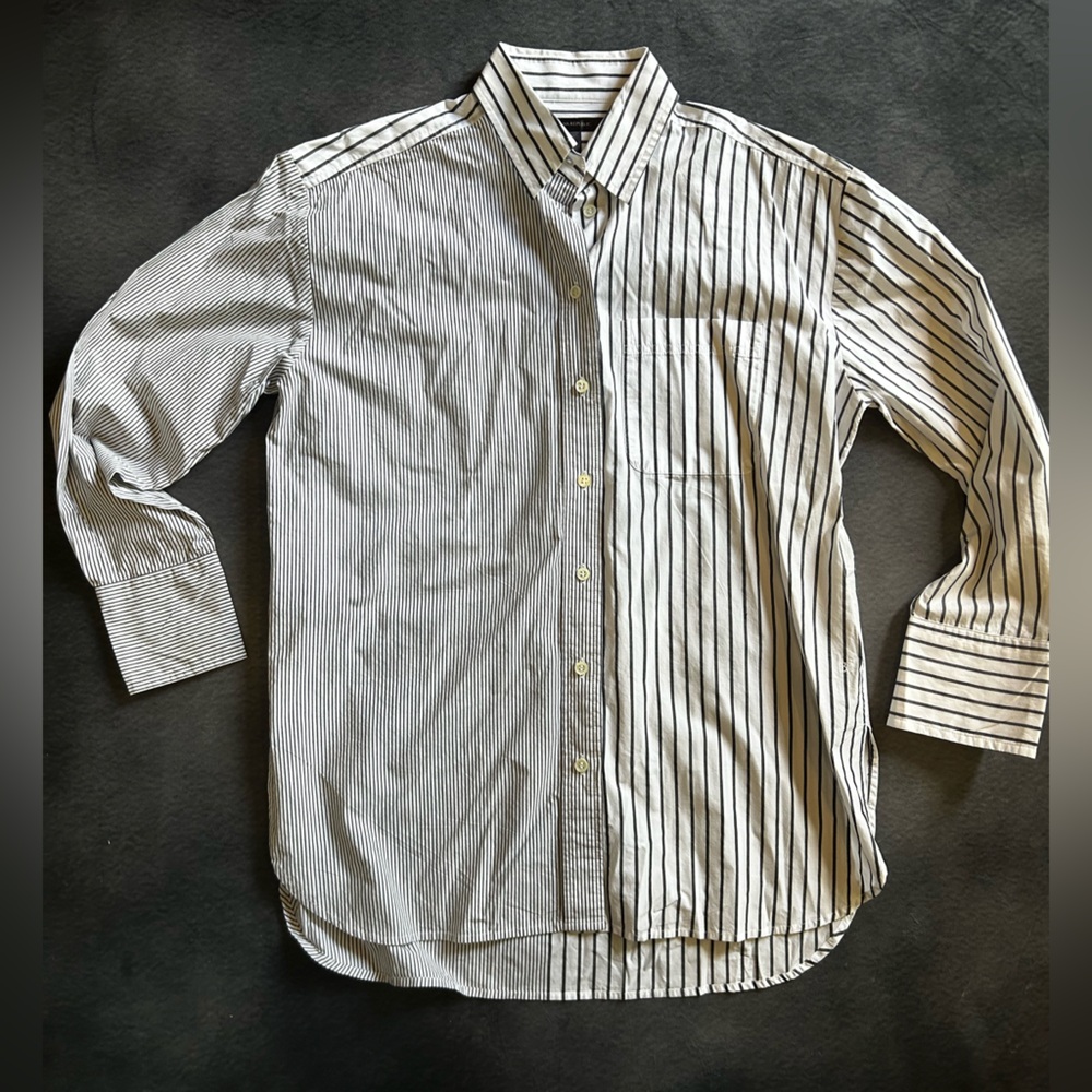 Banana Republic Black & White half & half Striped Dress Shirt- small